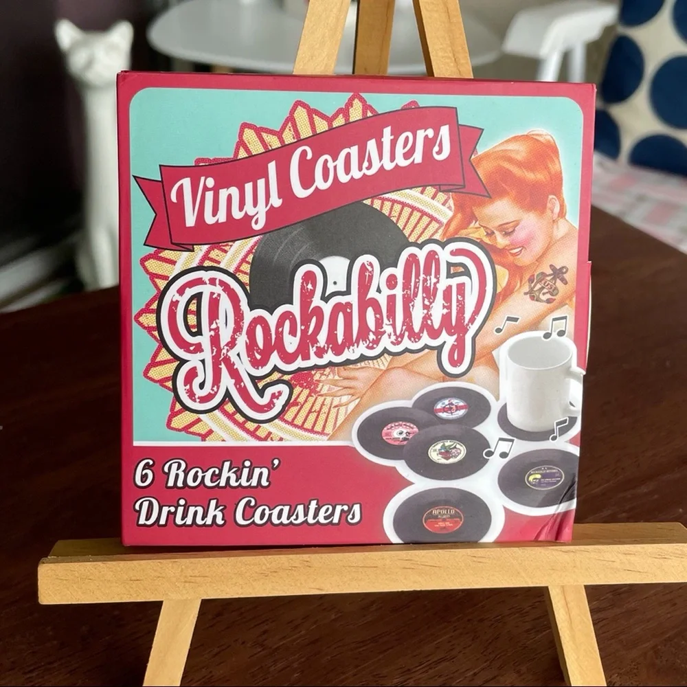 Retro Rockabilly Vinyl Coasters - Picture 1 of 5